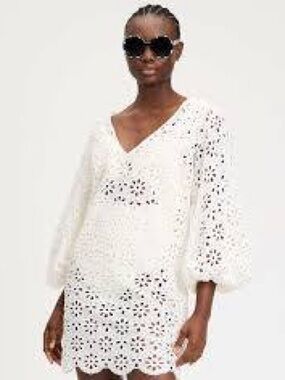 Kate Spade New York White Eyelet Cotton Swim Coverup Tunic - M